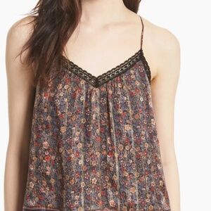 Joie Harriet Floral Silk Tank Dark Navy Size XS